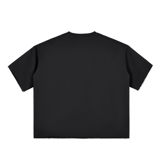Boxy Half-Sleeve Raw-Edge T-Shirt