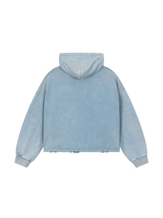 Vintage Washed Frayed-Hem Hoodie