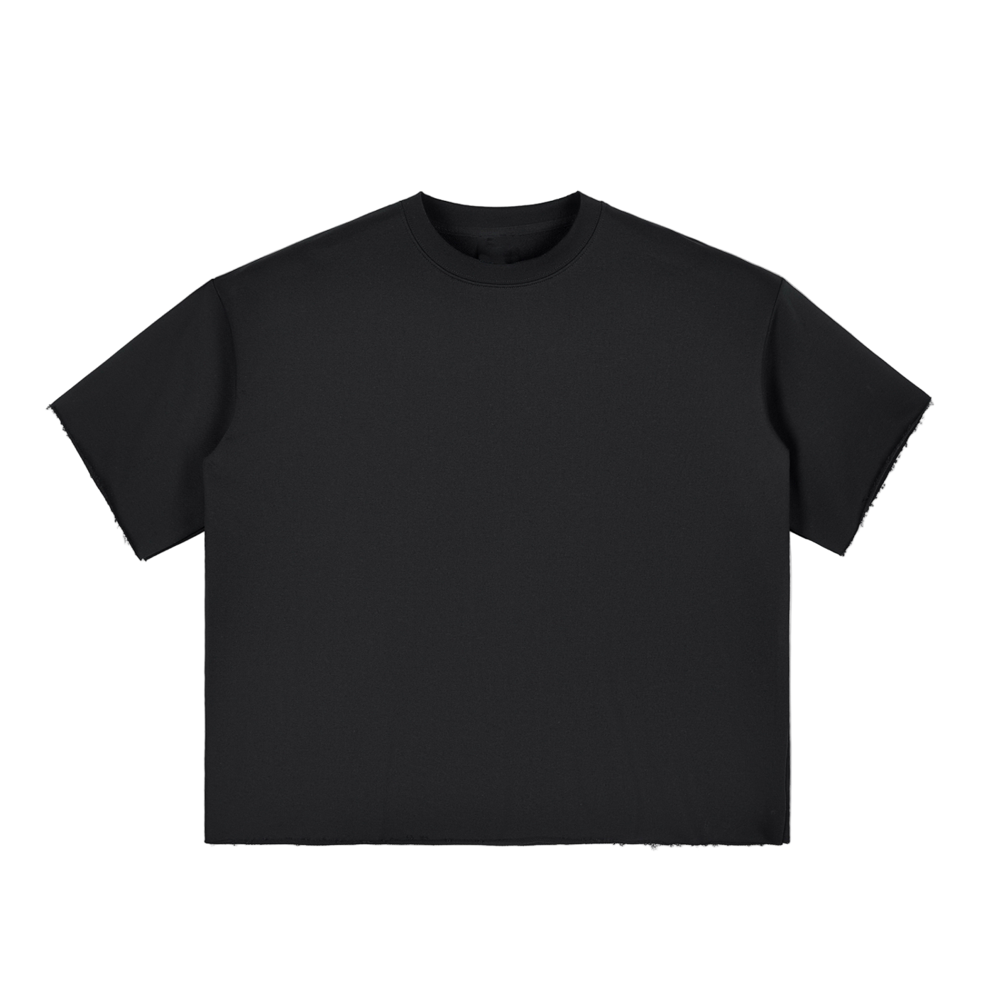 Boxy Half-Sleeve Raw-Edge T-Shirt