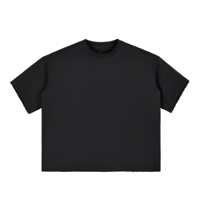 Boxy Half-Sleeve Raw-Edge T-Shirt