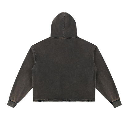 Vintage Washed Frayed-Hem Hoodie
