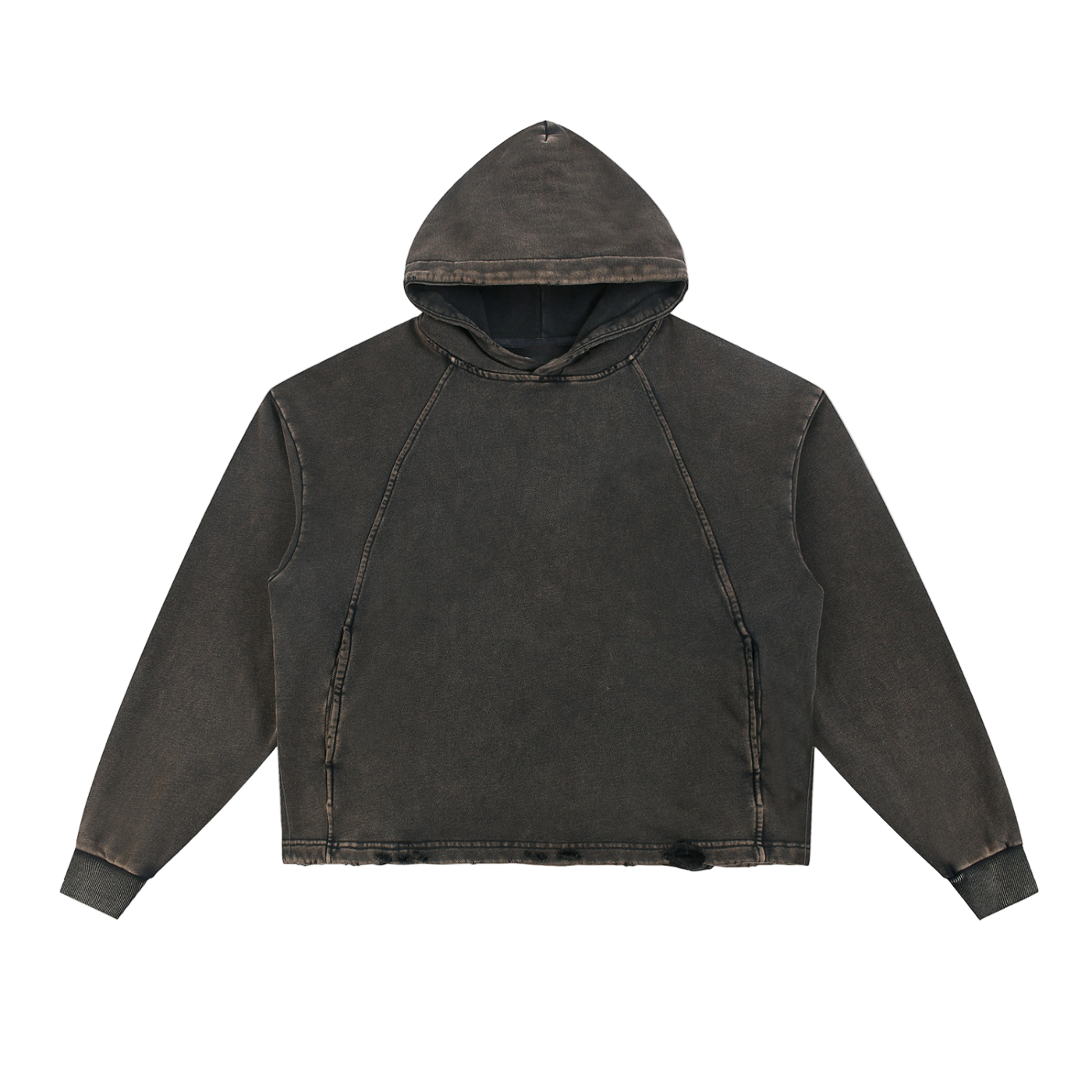 Vintage Washed Frayed-Hem Hoodie