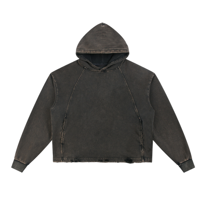 Vintage Washed Frayed-Hem Hoodie