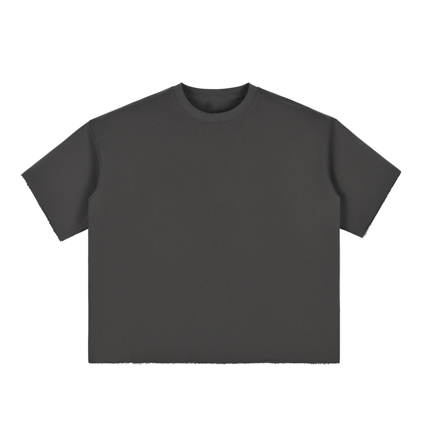 Boxy Half-Sleeve Raw-Edge T-Shirt