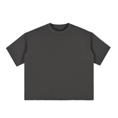 Boxy Half-Sleeve Raw-Edge T-Shirt