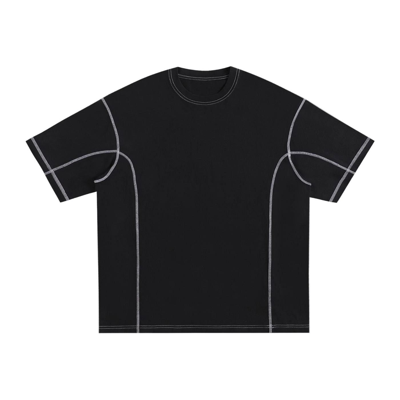 Streetwear Contrast-Stitched Cotton T-Shirt