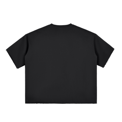 Boxy Half-Sleeve Raw-Edge T-Shirt