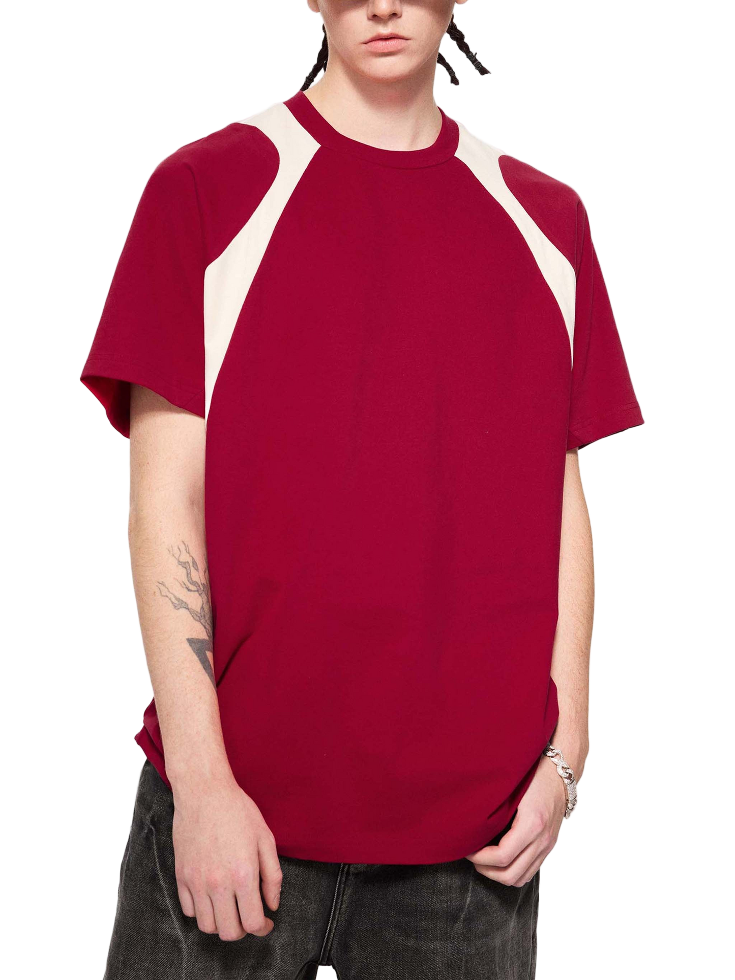Contrast Panel Cotton T-Shirt