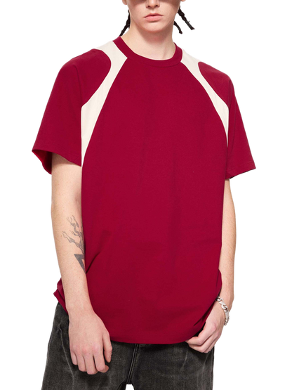 Contrast Panel Cotton T-Shirt