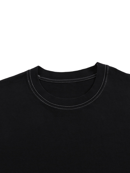 Streetwear Contrast-Stitched Cotton T-Shirt