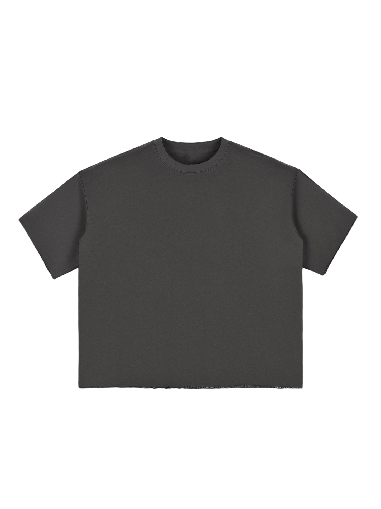 Boxy Half-Sleeve Raw-Edge T-Shirt