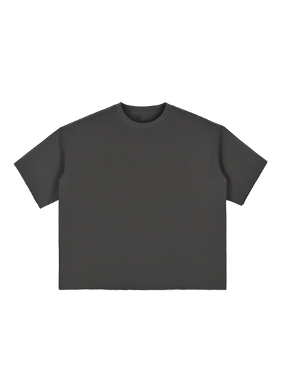 Boxy Half-Sleeve Raw-Edge T-Shirt