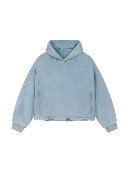 Vintage Washed Frayed-Hem Hoodie